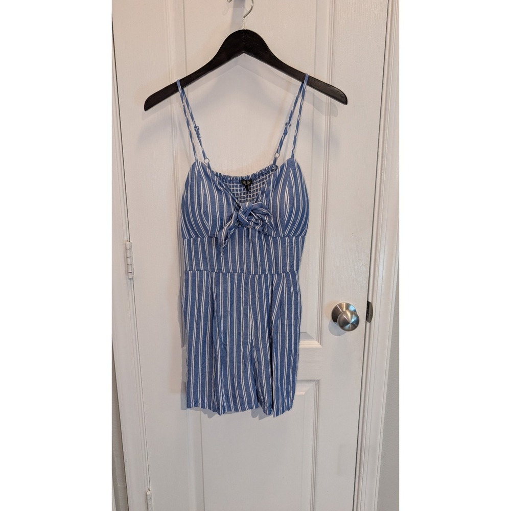 Lily Rose Striped Romper Blue White Size Large New